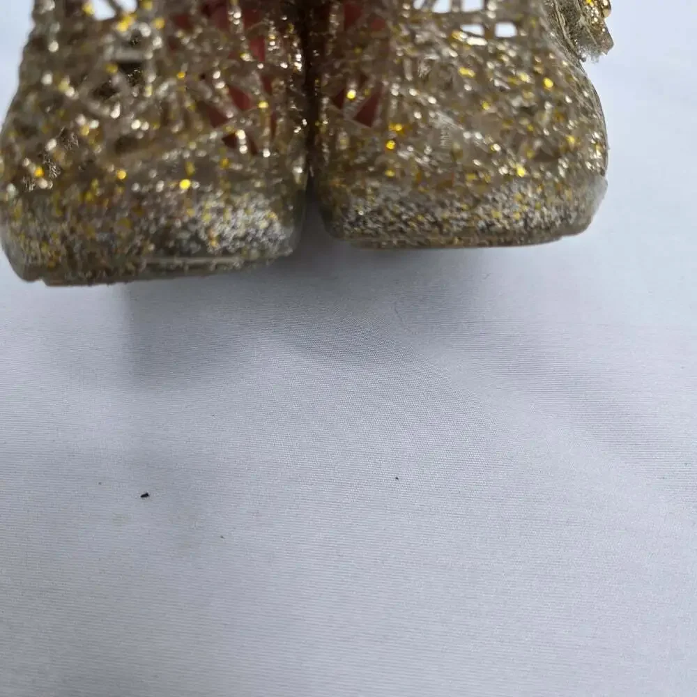 Mini Melissa Gold Glitter Kids Jelly Shoes Size 8